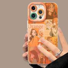 Collage de tablero de inspiración con estética anime en tonos naranjas.funda de teléfono Fundas compatibles con ,Apple,VIVO,OPPO,,, y Honor.Fabricadas en silicona TPU,ofrecen protección contra golpes y caídas. - Blanco - Ver 4