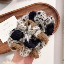 2 chiếc dây buộc tóc lớn kẻ sọc bằng vải tweed cao cấp kiểu Pháp cổ điển, đa năng và nhẹ nhàng, phụ kiện tóc. - Nhiều màu - Xem 1