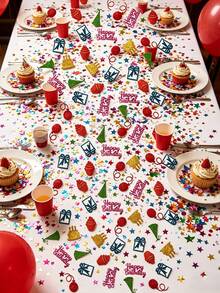 200/100pcs Colorful Glitter Confetti, Happy Birthday Blowouts, Mixed Birthday Cake Toppers, Ice Cream Decorations, Suitable For Birthday Party Tabletop Decor - Multicolor - View 5