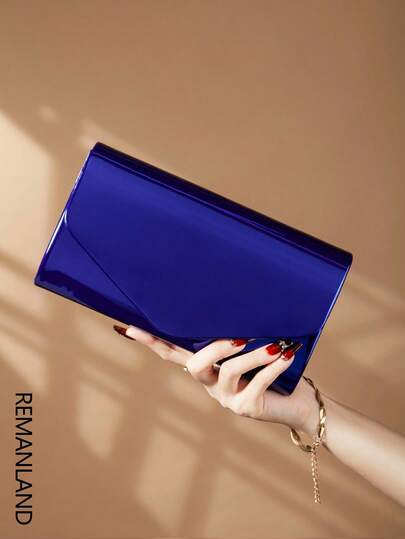 REMANLAND Luxury PU Solid Color New Women's Clutch Bag, Glamorous And Fashionable Flap Party Evening Bag With Hidden Card Slots And Compartments, Detachable Metal Chain Shoulder/Crossbody Strap, Suitable For Parties, Galas, Gatherings, Weddings, And Makes A Great Gift