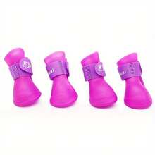 Pet Shoes Cute Pet Dog Shoes Rainproof Puppy Boots Non-Slip Dog Shoes Christmas Gift - 紫羅蘭 - 查看 13