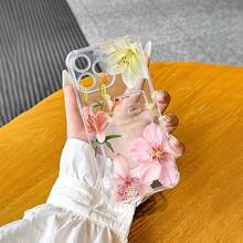Funda de teléfono con patrón floral creativo y soporte de tarjeta transparente compatible con iPhone 17/17Pro/17ProMax/16/16Pro/16ProMax/15/15Pro/15ProMax/14/13/12/11 - transparente - Ver 2