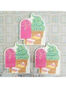 20pcs Ice Cream Pattern Napkins - Soft Pastel Tones Suitable For Afternoon Tea Gatherings, Weddings, Birthdays And Holiday Celebrations, Decorative Disposable Napkins For Ice Cream Themed Parties And Holiday Dining - Multiple Styles - View 7