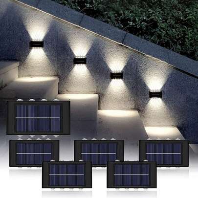 2 đèn LED năng lượng mặt trời trang trí ngoài trời - 6/8/10 đèn LED chống nước IP65 chiếu sáng lên xuống cho mặt tiền, hàng rào, điểm nhấn sân vườn.