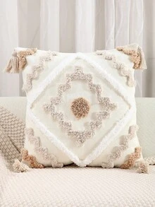 1 chiếc vỏ gối trang trí bằng nhung kiểu Bohemian, hình vuông, phong cách Ma-rốc, dùng cho ghế sofa, phòng ngủ. - Màu vàng - Xem 15