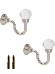 2pcs Crystal Alloy Curtain Wall Hooks With Screws, Multiple Color Options Gifts Birthday Graduation - Gold - View 17