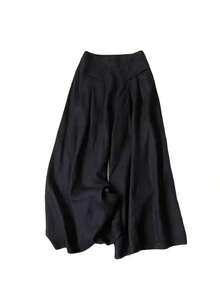Pantalones anchos de primavera para mujer con bolsillo delantero decorativo de unicolor y casual - Negro - Ver 2