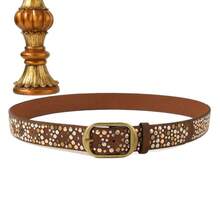 1pc Street Punk Style Rhinestone Metal Asymmetrical Rivet TPE Belt, Suitable For Jeans - Multicolor - View 4