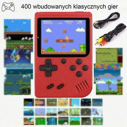 1 szt. przenośna konsola do gier Macaron, 400 w 1, przenośna konsola do gier w stylu retro z baterią o dużej pojemności 1020 mAh, dostępna w wielu kolorach (dla 1/2 graczy)
