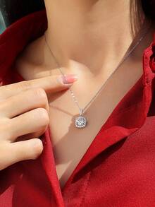 Mặt dây chuyền bạc S925 đính đá Moissanite lấp lánh 2 carat, thích hợp làm quà tặng cho kỳ nghỉ, đám cưới, lễ tốt nghiệp, tiệc tùng. - Bạc - Xem 3
