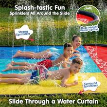 Jambo - Tobogán acuático para patio de 20 pies con 3 carriles premium XL 3 tablas de bodyboard incluidas para niños a partir de 5 años - Triple carril - Ver 5
