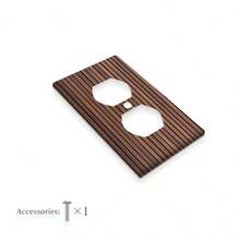 1pc Wood Grain Printed Decorative Electrical Outlet Cover Plate, 1-Gang/2-Gang, Suitable For Farmhouse, Countryside, Bedroom Decor - C - View 12