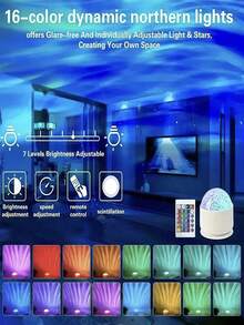 Aurora & Water Ripple 2-In-1 Projection Light - 16 Color RGB LED Atmosphere Light With Remote Control, Northern Lights & Ocean Wave Night Light, Suitable For Bedroom, Party Decoration And Meditation | Perfect Gift - Multicolor - View 4