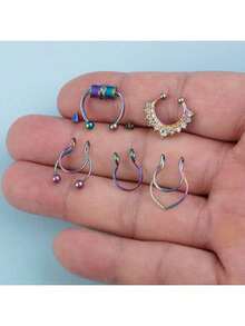 Bộ 5 khuyên mũi giả xoắn ốc không cần xỏ lỗ - Khuyên mũi kẹp bằng thép không gỉ không gây dị ứng dành cho nam và nữ - 5 cái - Xem 6