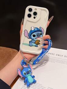 Disney Has Authorized, Phone Case - Chain Set, The Stitch Lilo & Stitch Phone Case Plus A Silicone 3D Or Fluffy Style Stitch Bracelet With Metallic Ring Removable Bracelet, Stitch And Angel Pattern, Compatible With Iphone 17/16/15/14/13/12/11/XS/XR/X Plus Pro Max, Wavy Design Phone Case For Girl, A Stylish Cartoon Summer Phone Case, The Perfect Gift Choice, Phone Protection, Durable Phone Cover, Great Gift For Friends And Family - 白色款式A - 查看 6