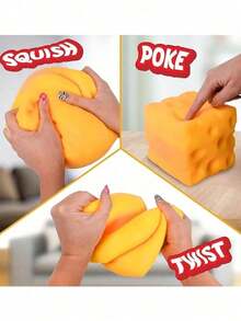Đồ chơi bóp giảm căng thẳng hình pho mát (1-2 cái) - Khối pho mát mềm, cỡ lớn, dễ bóp | Quà tặng hài hước và giảm căng thẳng | Đồ dùng học tập | Thích hợp sử dụng tại văn phòng, lớp học hoặc nhà | Tuyệt vời cho mùa đông, Lễ Tạ ơn, Giáng sinh, Quốc khánh Ả Rập Xê Út, Sinh nhật, Ngày lễ, Năm mới và Ngày Valentine | Quà tặng cho bạn trai hoặc bạn gái | Phù hợp cho người lớn - nhiều màu - Xem 2