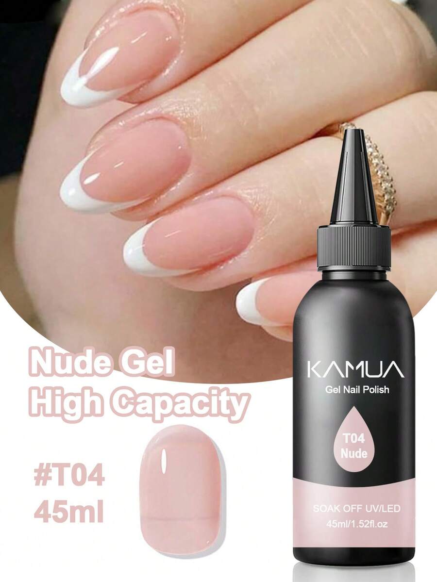 KAMUA 45ml 裸色凝胶指甲油,大容量裸粉色凝胶指甲油,适用于美甲沙龙,持久耐用,需配合UV灯使用,春夏美甲,简约柔和风格,女士礼物之选。 - 裸色 - 查看 1