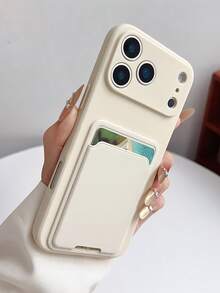 1 chiếc ốp lưng điện thoại mềm bảo vệ camera chính xác, màu be, kiểu dáng tối giản thanh lịch, cạnh thẳng, tương thích với iPhone 11/12/13/14/15/16/16 Pro Max, ốp bảo vệ điện thoại chống trượt thoải mái, tương thích với iPhone 17 Pro Max/17 Pro/17/Air - Màu be - Xem 2