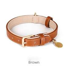 New Genuine Leather Pet Dog Collar, Suitable For Medium To Large Dogs - Brown - View 7