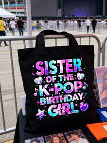 K-POP 女孩生日及姐妹情谊帆布手提袋，K-POP 大容量单肩包，粉丝周边，K-POP 粉丝生日礼物，通勤购物袋，可折叠休闲杂货袋，时尚场合包，K-POP 音乐爱好者适用，适合旅行、演唱会、粉丝活动、派对、工作、日常使用，粉丝礼物，韩剧爱好者及大学生适用，理想的生日礼物，偶像周边，节日礼物，演唱会礼物 - 彩色 - 查看 8