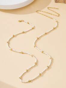 1pc Minimalist Sweet Classic Summer Refreshing White Seed Bead Delicate Mini Daisy Waist Chain For Women - White - View 2