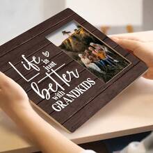 Life Is Better Is A Photo Frame With Grandchildren, Classic Wooden Desktop Photo Frame, Vertical Orientation, The Best Gift For Grandparents - A - View 2