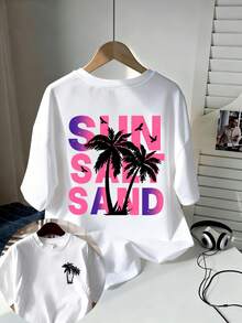 Lässiges T-Shirt mit Strandmotiv von Sun Salt Sand, bequemes Herren-T-Shirt aus reiner Baumwolle, lässiger Urlaubsstil,  und bequem. - Weiss - Übersicht 2