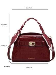 Elegant And Fashionable New Spring/Summer Stone Texture Handbag, Exquisite Retro Style, Paired With Scarf Shoulder Bag, Compact And Refined, High-Quality, Suitable For Dates, Dining, Shopping And Photography - Red - View 3