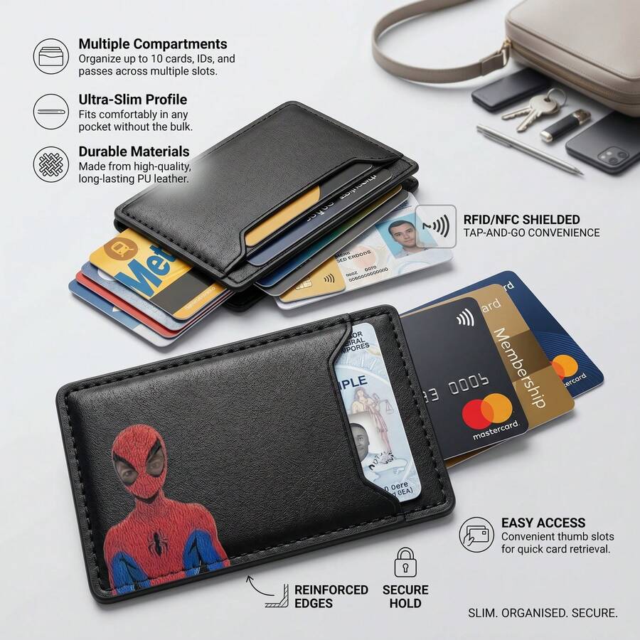 Ví/đựng thẻ ID Người Nhện Marvel, phù hợp với mọi loại điện thoại, món quà hoàn hảo cho sinh nhật, Giáng sinh, Ngày của Cha và các dịp khác. - nhiều màu - Xem 1