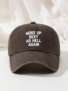 1 pieza Gorra de béisbol unisex de mezclilla vintage desgastada con estampado "WOKE UP" de colores múltiples, ajustable, de corona suave, adecuada para uso diario, playa, campamento, viaje, regalo, festival, vacaciones - B - Ver 23