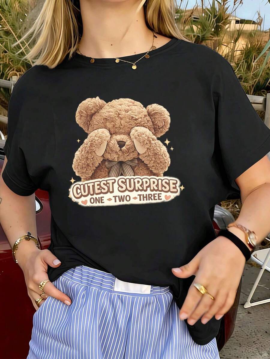 Dam-T-shirts - Svart - Visa 1