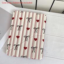 1个黑色蝴蝶结和红色爱心条纹透明背板平板电脑保护套，带笔槽，兼容iPad 10代/11英寸（A16 2025）/三星Galaxy S9/S7/S10+/三星Galaxy Tab S6 Lite 10.8英寸/华为Matepad - 彩色 - 查看 2