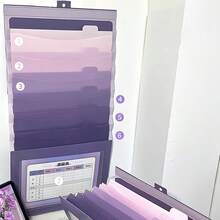 1个悬挂式文件夹，1个A4悬挂式背包，1个可折叠文件袋，1个可扩展渐变文件袋，专为独立使用而设计，适用于学校和办公环境。加厚侧挂式背包，大容量，可用于存放简历和文件。 - A4 - 查看 7