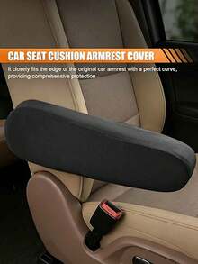 1 buah Sarung Sandaran Tangan Mobil Kain Hitam, Sarung Sandaran Tangan Minivan Universal, Aksesori Interior Kain yang Dapat Dicuci - Kemasan tunggal - View 2