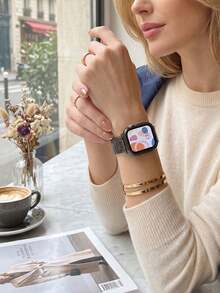 1条时尚透明黑色亚克力表带，兼容 38mm、40mm、41mm、42mm、44mm、45mm、46mm、49mm，现代表带，兼容 Series Ultra 11、10、9、8、7、SE3、6、5、4、3、2、1，时尚智能表带，兼容表带，现代智能表带，优雅手镯式表带配件，智能手表表带，时尚手表配件，送给男士、女士、朋友、家人的理想礼物 - 黑色 - 查看 7