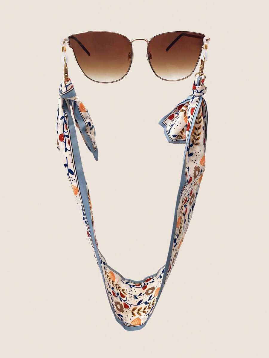 1pc Printed Fabric Fashion Eyeglass Chain, Spring Women Eyeglasses Anti-Slip Strap, Eyeglasses Lanyard, Eyewear Accessories, Mask Fixing Strap, Creative Mask Lanyard, Gift, Reading Glasses Chain - Multicolor - View 1