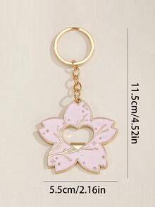 1pc Cherry Blossom Bottle Opener Keychain, Romantic Pink Shiny Floral Alloy Pendant, Ladies Beer/Beverage Bottle Opener Tool - Pink - View 5