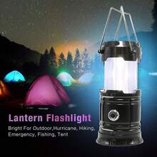 Solar-Powered Camping Lantern With White Light + Flame, 3-In-1 Handheld Flashlight, USB Rechargeable Lamp - Dorado - View 2