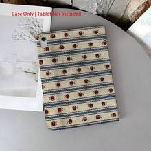 1 件复古樱桃条纹平板电脑保护套，带 360° 旋转支架和笔槽，兼容 iPad 10 代 10.9 英寸（2022 年款）智能保护套/三星 Galaxy Tab S10+/S9/A9，具备自动休眠/唤醒功能，兼容小米 7/10 Pro 和华为 Matepad。 - 彩色 - 查看 2