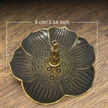 CHIGO 3.7 Inch Plum Blossom Shaped Multi-Function 9-Hole Incense Burner & Tray, Suitable For Home, Yoga, Meditation, Aromatherapy, Valentine's Day Gift - Bronze - View 15