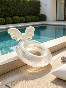 Transparent Butterfly Inflatable Swimming Ring With Wings, Glitter Colorful Pool Float, Cute Summer Swimming Pool Toy, Suitable For Beach, Vacation, Party - Multicolor - View 4