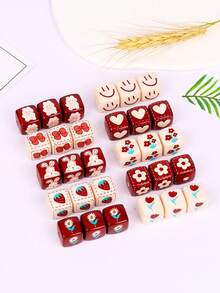 10 piezas de cuentas acrílicas rojas cuadradas y lindas con patrones mixtos (corazones, flores, lazos, rostros alegres) para hacer joyas DIY, cadenas de teléfono, pulseras y collares - Suministros de artesanía vibrantes, cuentas espaciadoras para hacer joyas, componentes de pulsera de dije, diseño de cuentas alegre, esenciales para manualidades - Cuentas decorativas cuadradas de acrílico - Ver 6