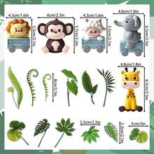 17pcs Jungle Wild Cake Decorations, Hunting Animal Cake Toppers, Jungle Gender Reveal Party Decorations, Suitable For Birthday Party, Animal Theme Party, Hunting Theme Party, Holiday Celebration, Adding Fun To Any Special Occasion - Multicolor - View 3