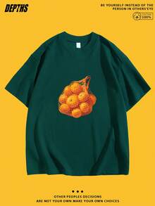 New Summer 2026 Collection, Cartoon Fun Creative Pattern Round-Neck T-Shirt, Pure Cotton Summer Fashion Short Sleeve, Casual Everyday Outing Style Top, 100% Cotton, Sizes S–7XL, Ships Within 24 Hours - 墨綠色 - 查看 8