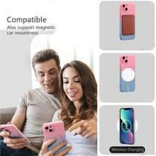 适用于 17 Pro Max、17 Pro、17 Air 的时尚渐变硅胶磨砂磁吸手机壳，也适用于 Apple 17、16、15、14、13、12、11 Pro Max Plus、16E，以及三星 S25 Ultra、S26 Ultra、A37、A57、A56、A55、A16、A17、S25FE。夏季 Apple 17 手机壳，冬季礼物之选。 - 粉紅藍色 - 查看 3