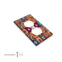 1pc Bohemian Style Switch Socket Plate | 1/2 Hole Decorative Wall Plate, Agate Stone & Watercolor Gold Line Design, Suitable For Bathroom And Living Room Decor - B - View 7