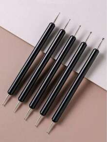 5/10pcs 2-Channel Dotting Tools, Nail Art Pointed Tip Dotting Paint Set, Dotting Tools, Nail Art Pointed Tip Dotting Paint, Dual-Use Pointed Tip Dotting Drill, Suitable For Embossed Patterns, Clay Sculptures And Nail Art Creation - Multicolor - View 2