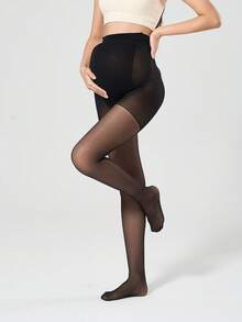 1PC Minimalist Style Maternity Pantyhose For Spring & Autumn, Thin, Run-Resistant, Non-Slipping Waist, Skin-Beautifying,Suitable For Pregnancy, For Daily Wear - Multicolor - View 3