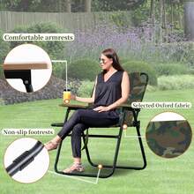 T-ZBDZ Silla de camping plegable, silla plegable con reposabrazos, portátil, capacidad de carga de 150 kg, silla de pesca, silla de jardín para camping, balcón y playa. - Verde militar - Ver 6