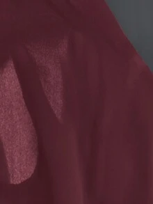 春秋輕熟風拼色拼接直條紋短袖單排扣修身襯衫搭配鬆緊抽繩寬鬆加長長褲純色兩件套，休閒通勤男士設計感清新優雅套裝 - 酒紅色 - 查看 4